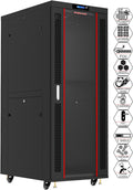 42U Locking Server Rack Cabinet Enclosure on Wheels Q1385