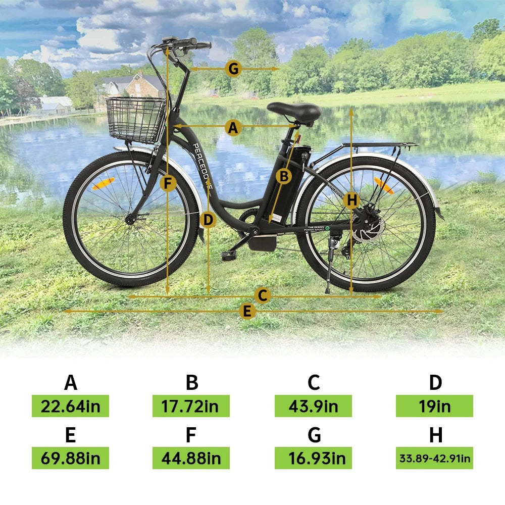 350 W 26" Step Through Electric Bicycle with Basket C3541