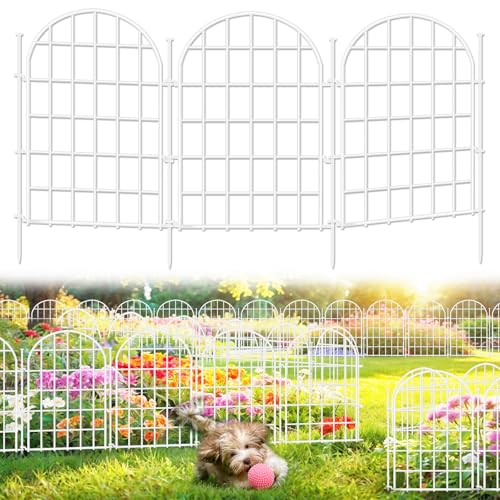 32.5 ft x 22 in 30 Panels Arched No Dig Metal Garden Fence C79626