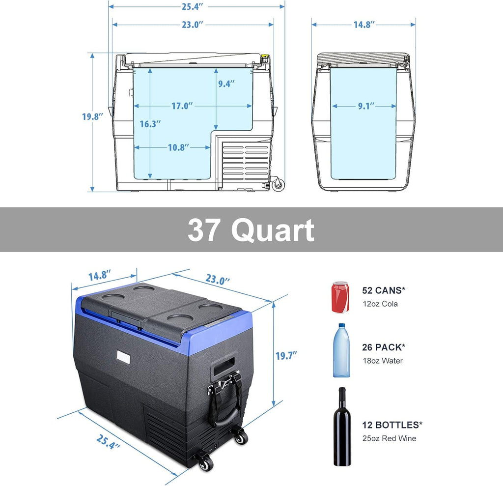 12 Volt Portable Car Refrigerator Freezer with Wheels P332383