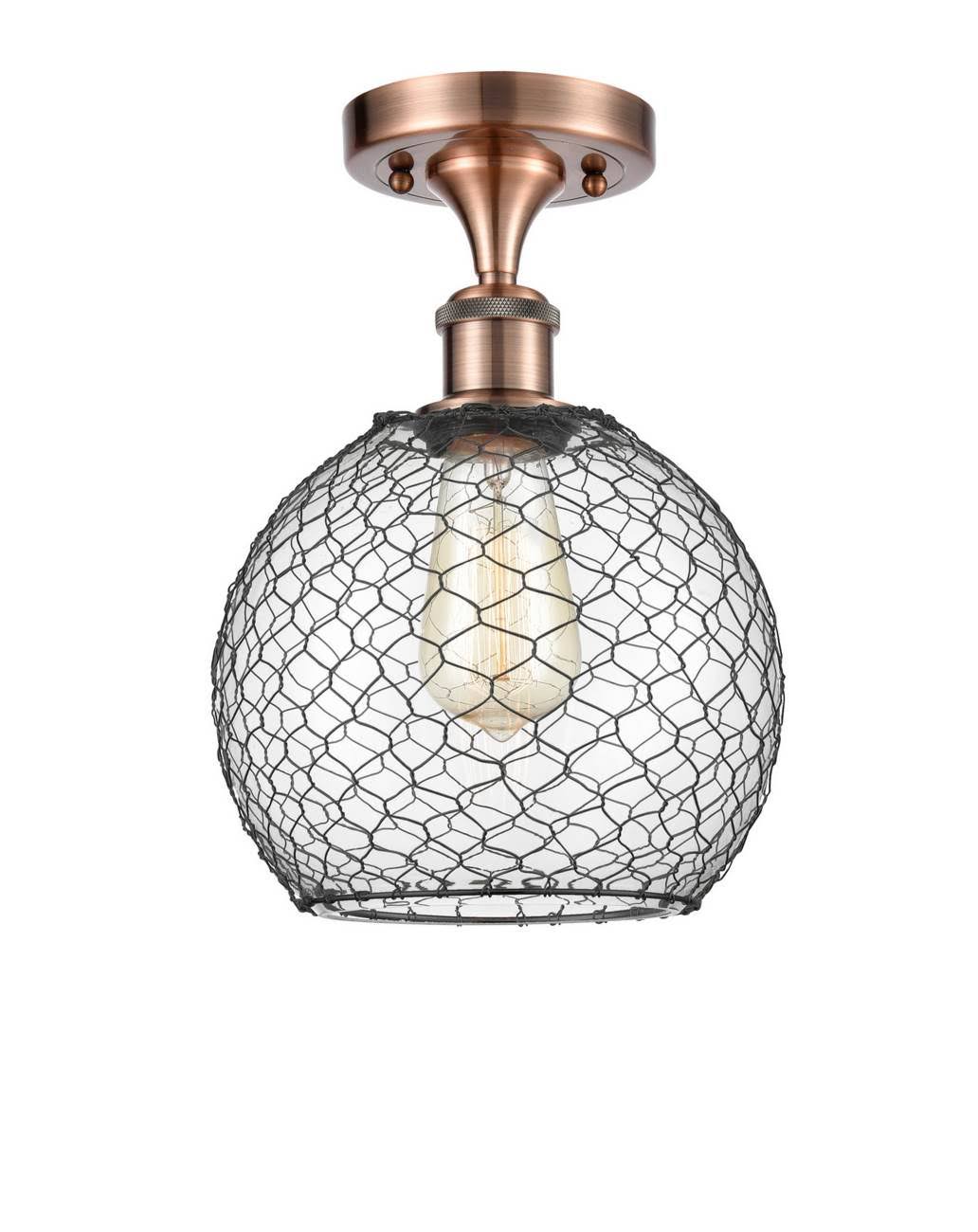 Farmhouse Chicken Wire 1 Light Semi-Flush Mount R888862
