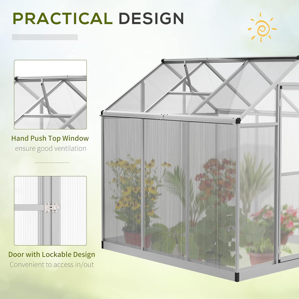 Walk-in Polycarbonate Greenhouse with Roof Vent Q681