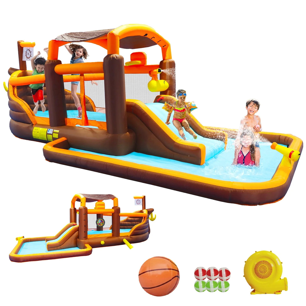 Inflatable Water Park with Splash Pool & Blower Z862648