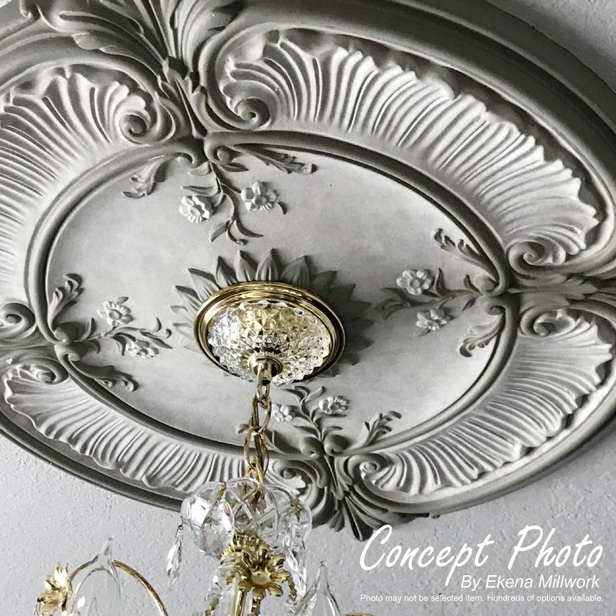 Green Gold Hand-Painted Ceiling Medallion E7423