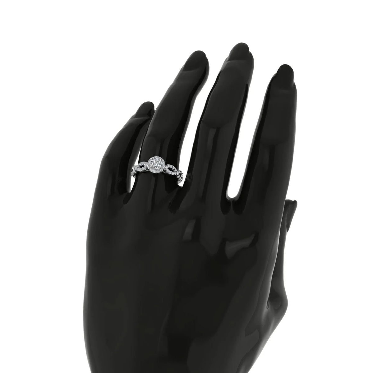 14k White Gold Halo Ring R65564