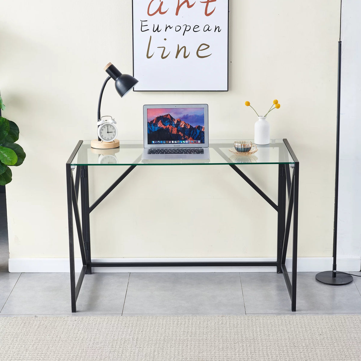 Clear Tempered Glass Computer Desk P58287
