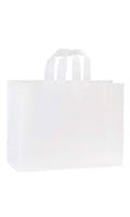 Large Clear Frosted Plastic Shopping Bags 16 inch x 6 inch x 12 inch Case of 100 R746555