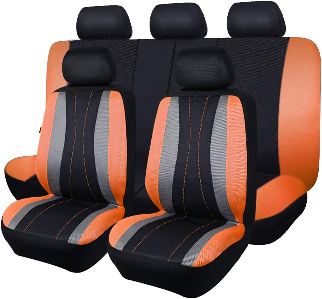 Faux Leather Mesh Car Seat Covers Full Set Q80752