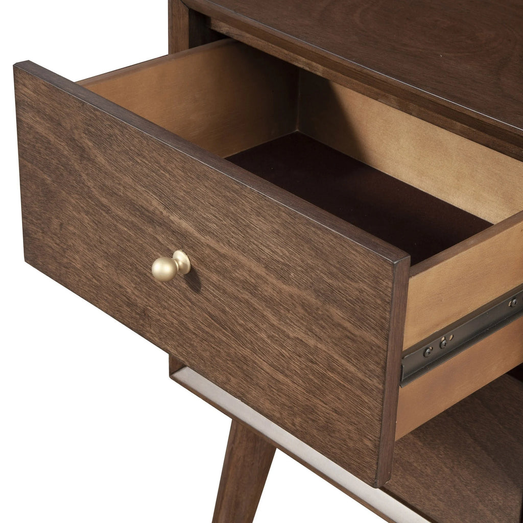 Dark Brown Wood 2 Drawer Nightstand M445
