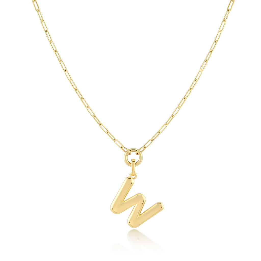 Gold-Filled Initial Necklace with A-Z Pendant Paperclip Chain Q560