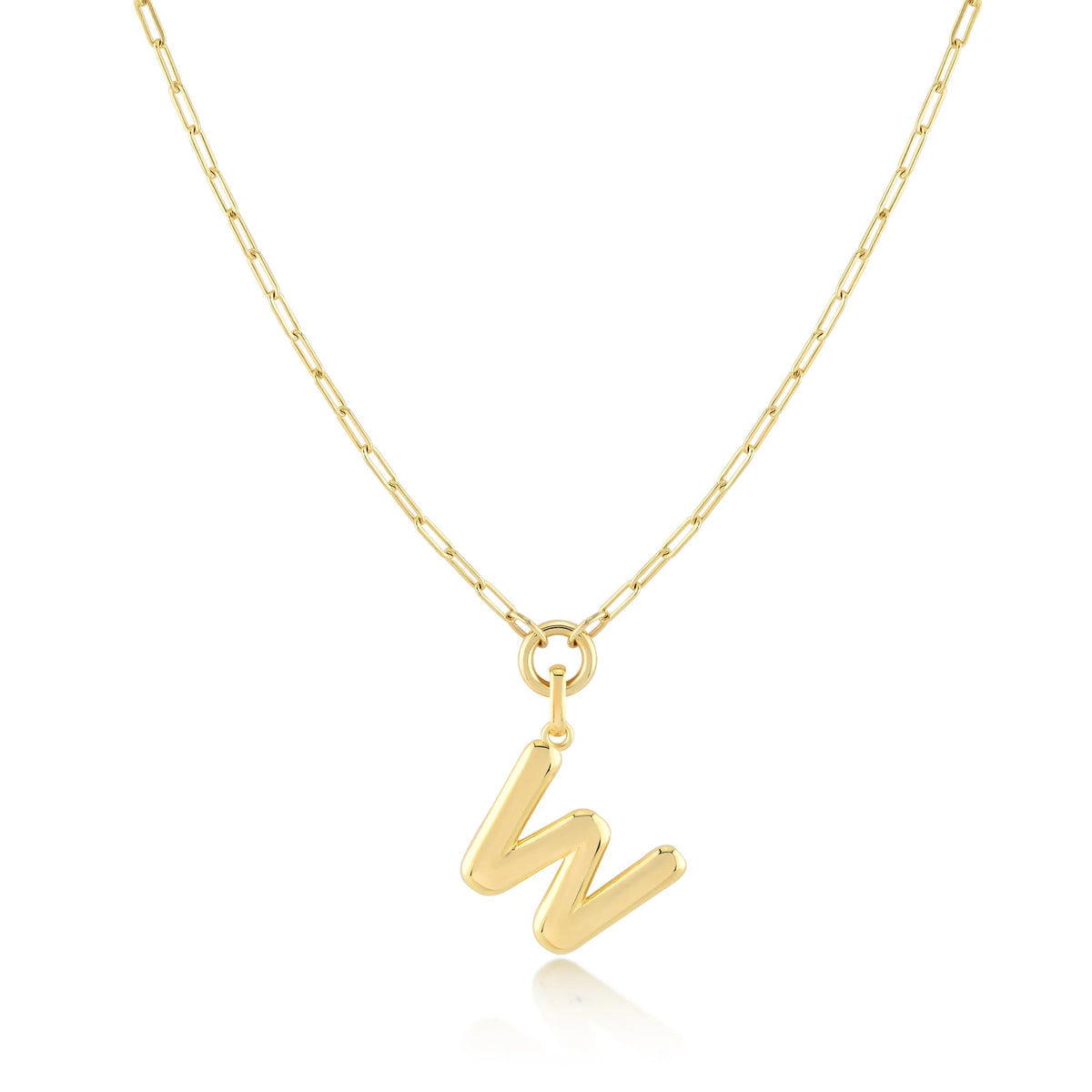 Gold-Filled Initial Necklace with A-Z Pendant Paperclip Chain Q560