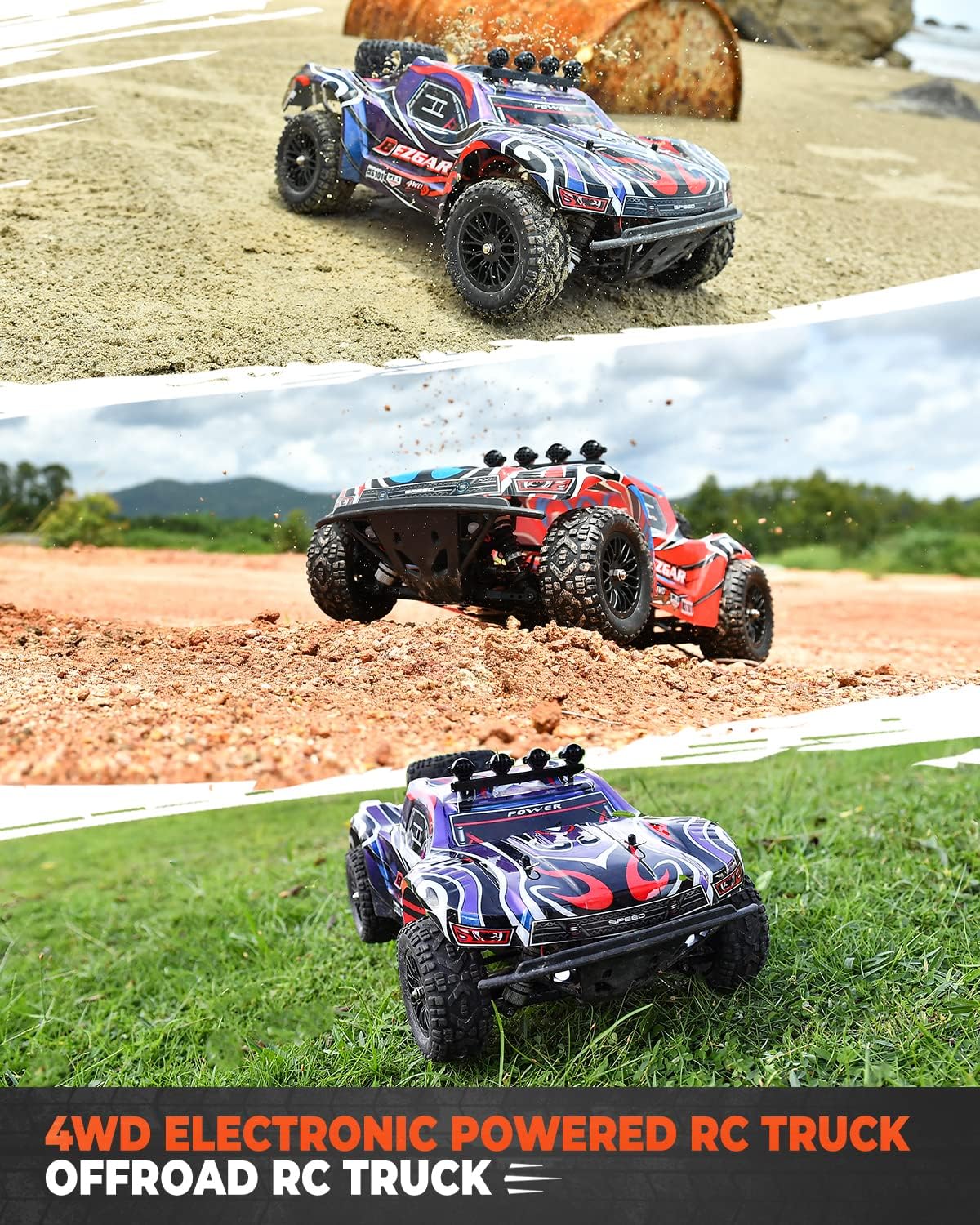 1:10 Scale 4WD Remote Control Electric Off Road RC Monster Truck with 2 Rechargeable Batteries R33156