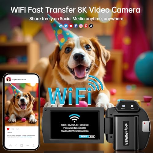 8K Video Camera Camcorder 88MP UHD WiFi 18X Digital Zoom IR Night Vision 3.0'' Touch Screen L19457