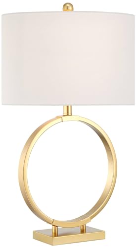 27 1/2" Tall Gold Metal Table Lamp with White Shade M67883