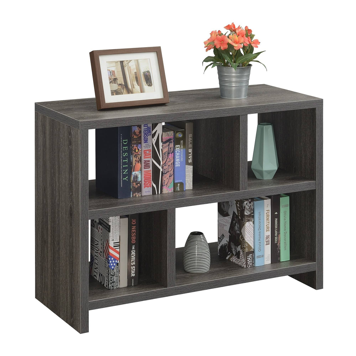 White Faux Marble 3 Tier Bookcase J941