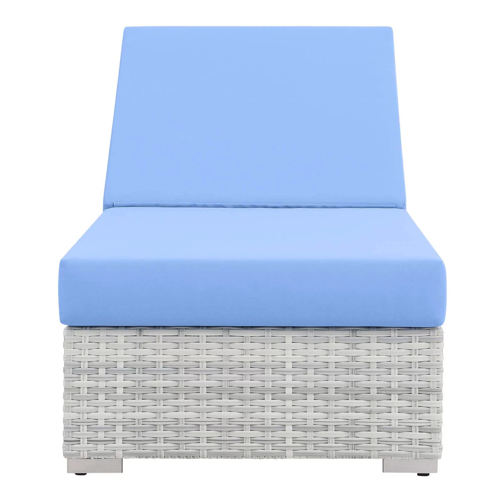 Light Grey Light Blue Rattan Wicker Lounge Chair Q32888