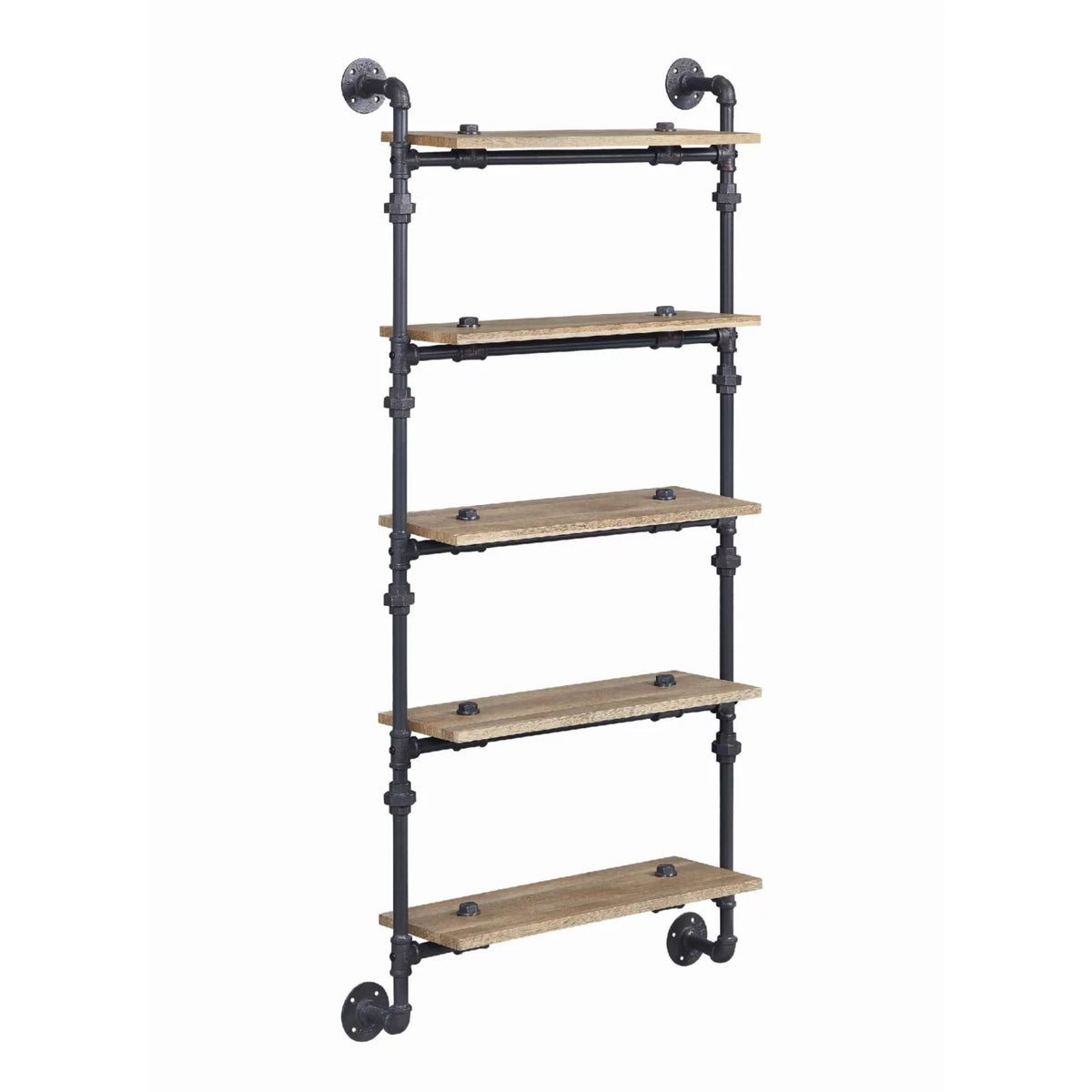 Oak and Sandy Black 5 Shelf Wall Rack M827