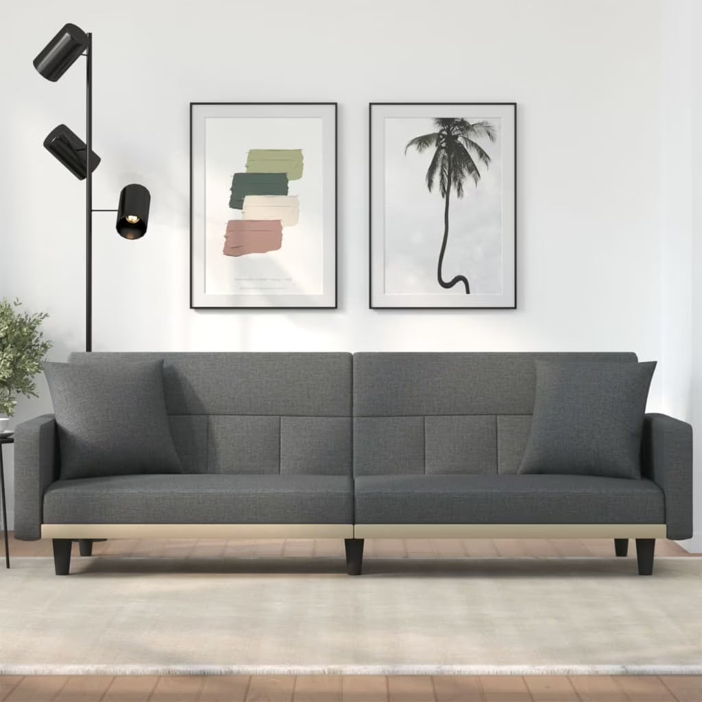 Dark Gray Fabric Sofa Bed with Cushions Z6341