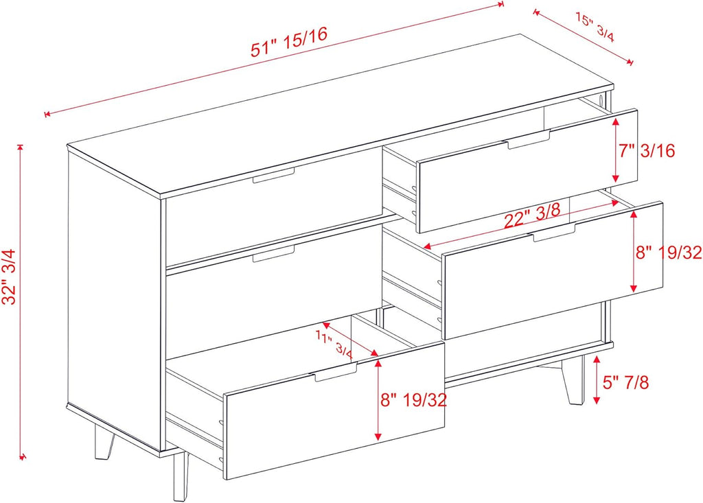 6 Drawer Wood Dresser X2636