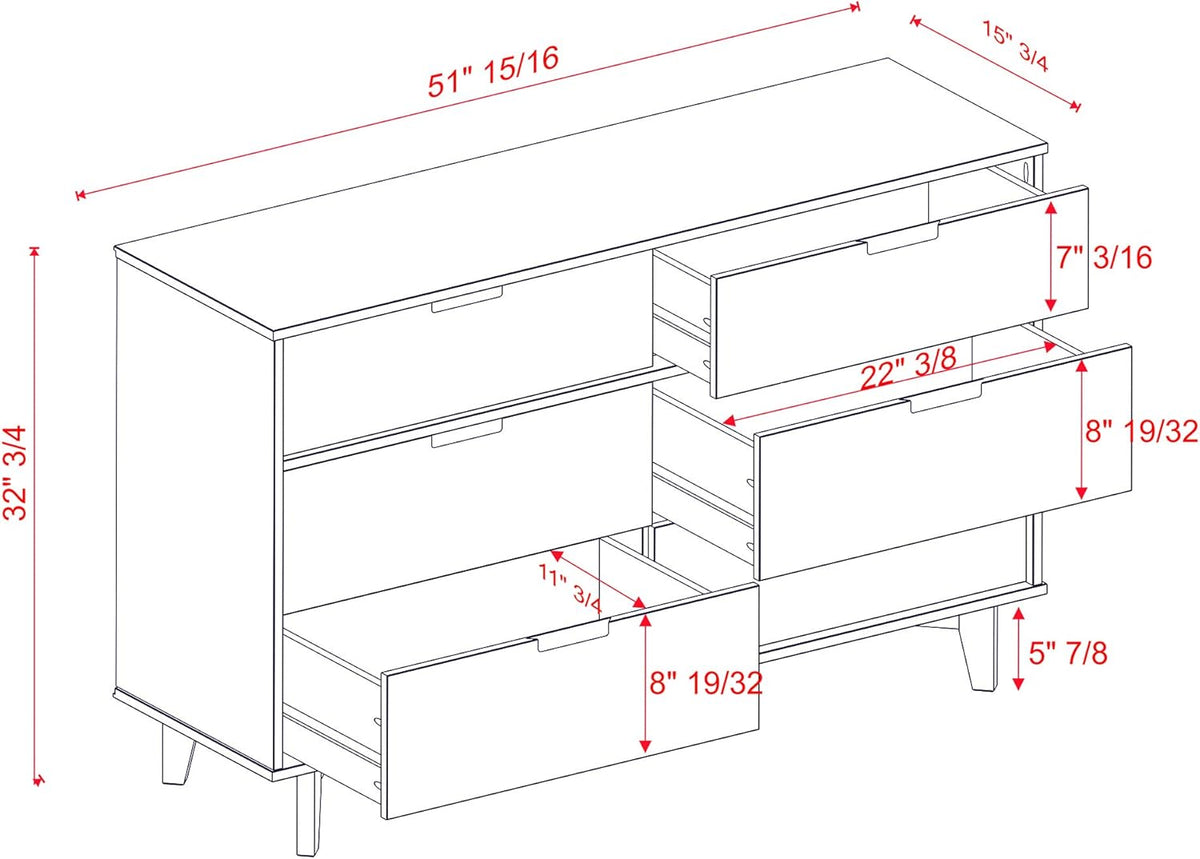 6 Drawer Wood Dresser X2636