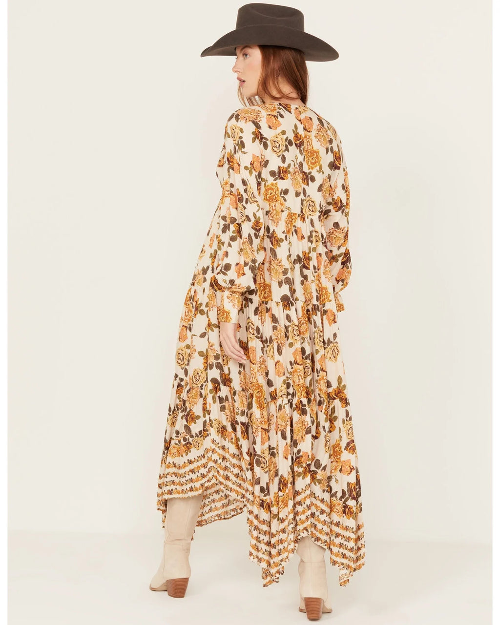 Ivory Floral Maxi Dress E296