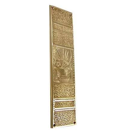 Polished Brass Ornate Push Plate M6321