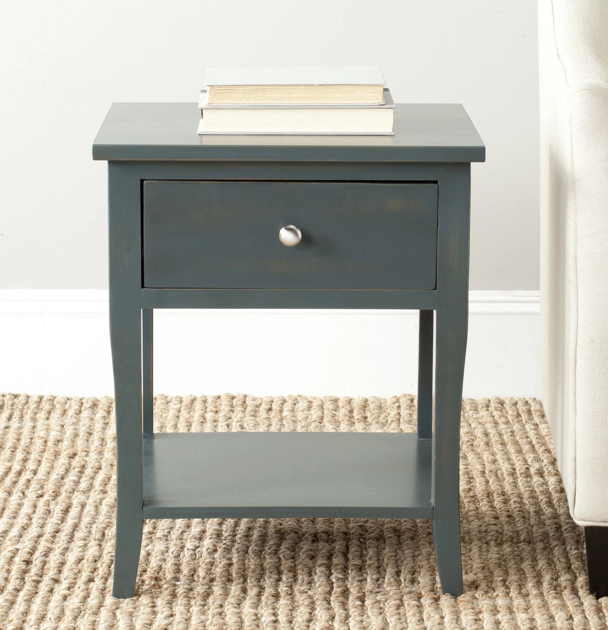 Steel Teal Nightstand with Storage Drawer E163647