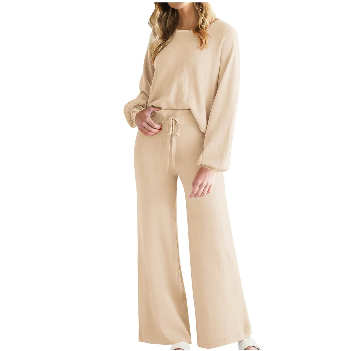 Solid Knitted 2 Piece Hoodie Set I16135