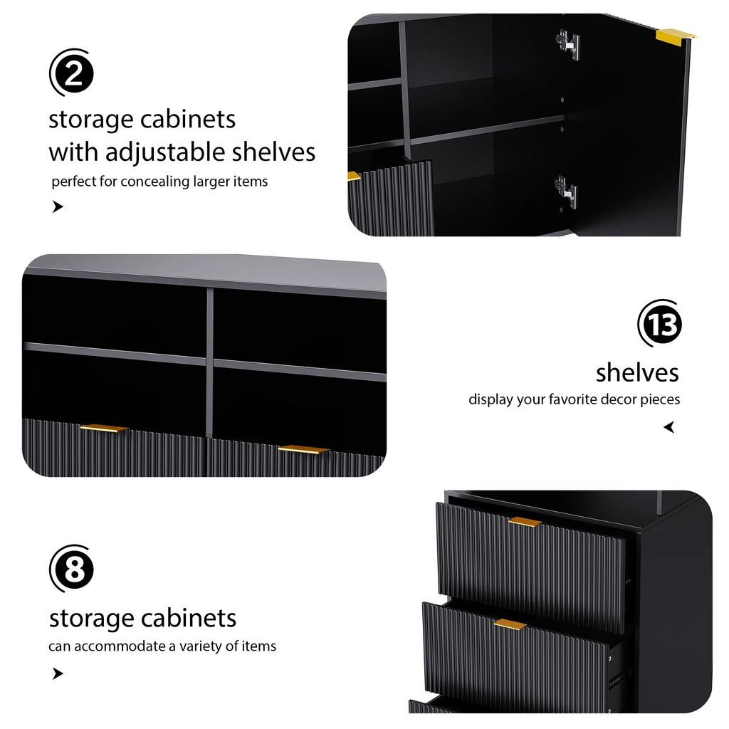Modern TV Stand with 13 Shelves, 8 Drawers and 2 Cabinets H26110