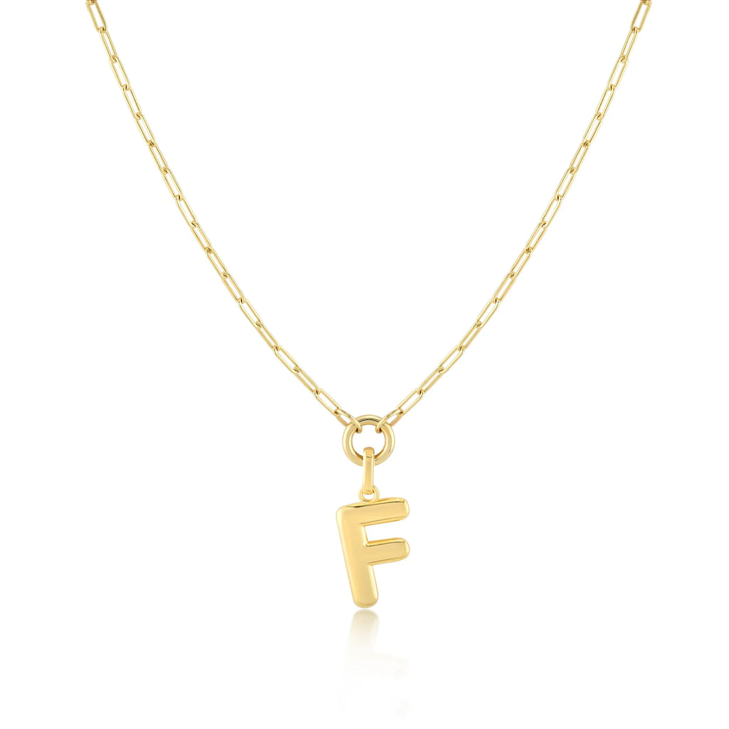 Gold-Filled Initial Necklace with A-Z Pendant Paperclip Chain Q560