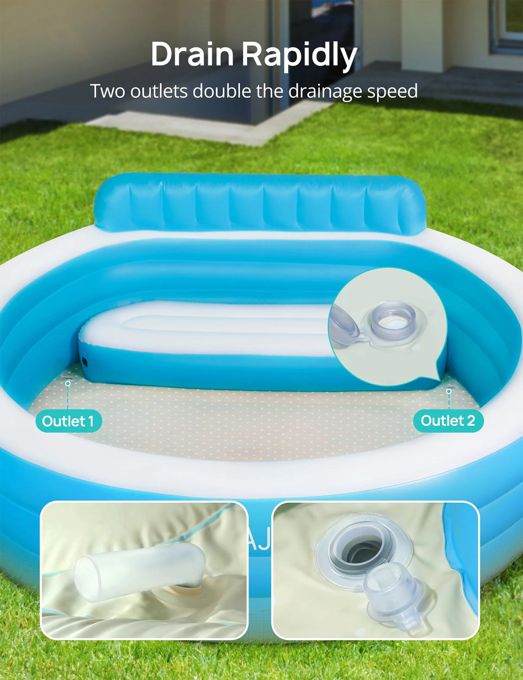 Inflatable Pool with Seat 7.33 x 7.11 x 2.5 ft N768