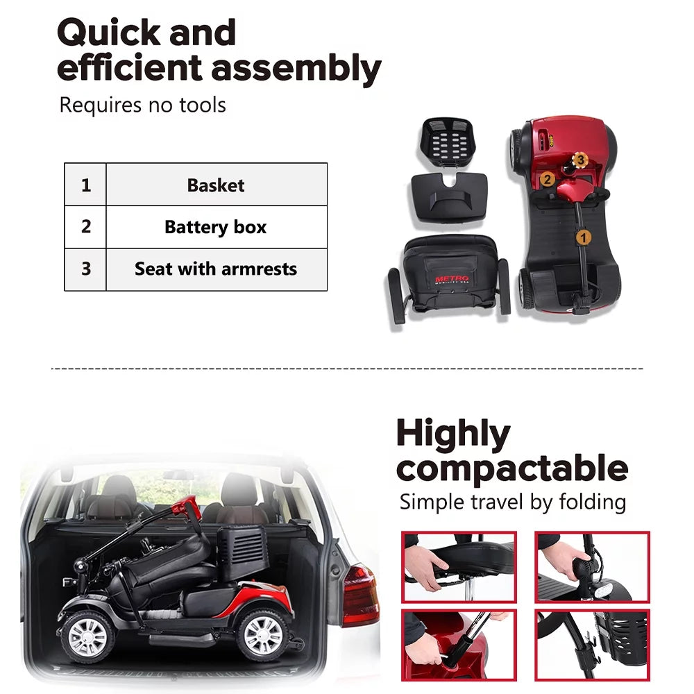 Heavy Duty 4 Wheel Electric Scooter with Swivel Seat B2230