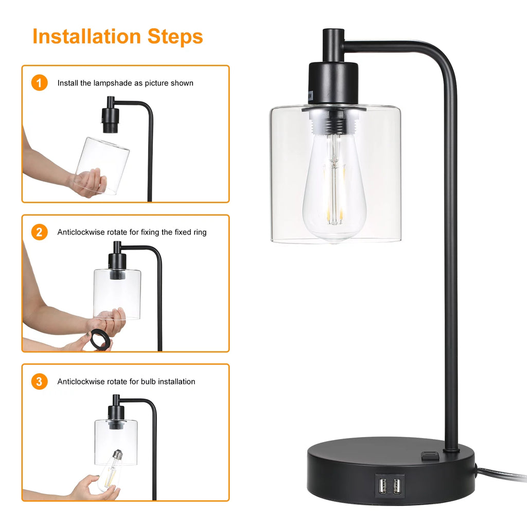2-Pack Touch Control Table Lamp with USB Ports and AC Outlet M47589